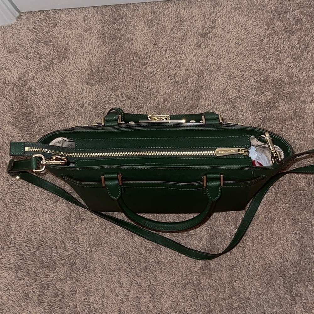 Michael Kors Green Traveler Studded Satchel/ Crossbody Bag - Picture 10 of 17